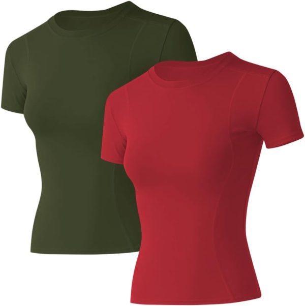 41YaSWuYn4L._AC_SL1000_98d9e066-ef1e-4483-9435-71c6b8cd1ad7 Twentyonefitness Yoga Women Workout Shirts 1/2/3 Pack Athletic Compression Tee Dry Fit Yoga Gym Basic Tops