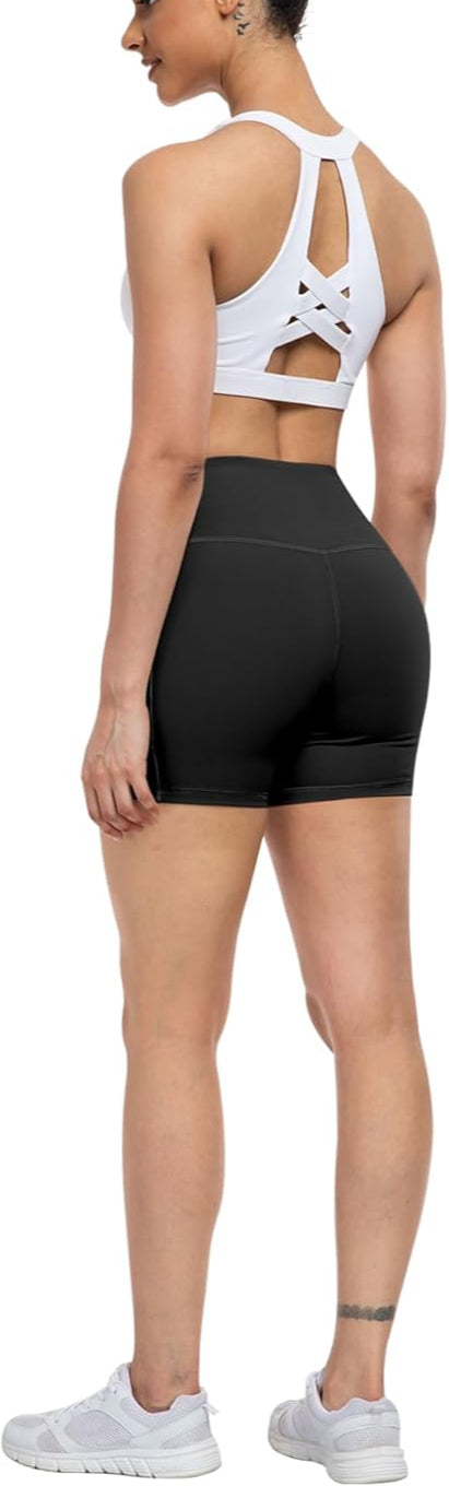 483b7183fda7c9511b2b7968998d1769 TwentyonefitnessYoga Bottoms 4 Pack Spandex Yoga Shorts with Pockets for Women 3” / 5” / 8” High Waist Biker Tummy Control Shorts