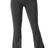 TwentyonefitnessYoga Bottoms  Women Ribbed Seamless Slit Hem Flared Leggings High Waist Bootcut Yoga Pants Tummy Control Workout Bootleg Pants