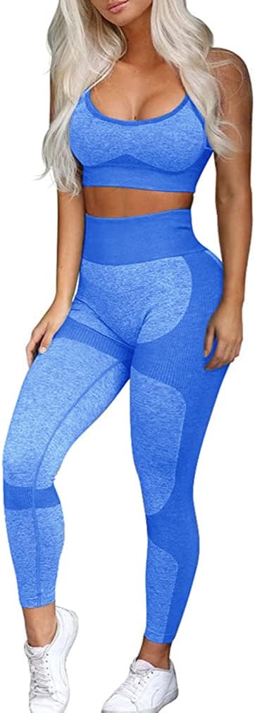 TwentyonefitnessYoga Bottoms  Women’s Workout Sets 2 Piece – Seamless Yoga Leggings and Cross-Strap Sports Bra Gym Outfits Activewear Matching Set