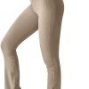 TwentyonefitnessYoga Bottoms  Women Ribbed Seamless Slit Hem Flared Leggings High Waist Bootcut Yoga Pants Tummy Control Workout Bootleg Pants