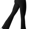 TwentyonefitnessYoga Bottoms  Women Ribbed Seamless Slit Hem Flared Leggings High Waist Bootcut Yoga Pants Tummy Control Workout Bootleg Pants