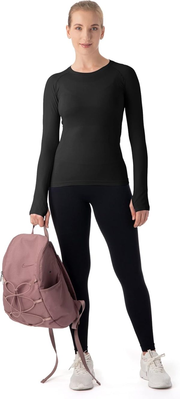 Twentyonefitness Yoga Seamless Workout Shirts for Women Long Sleeve Yoga Tops Sports Running Shirt Breathable Athletic Top Slim Fit