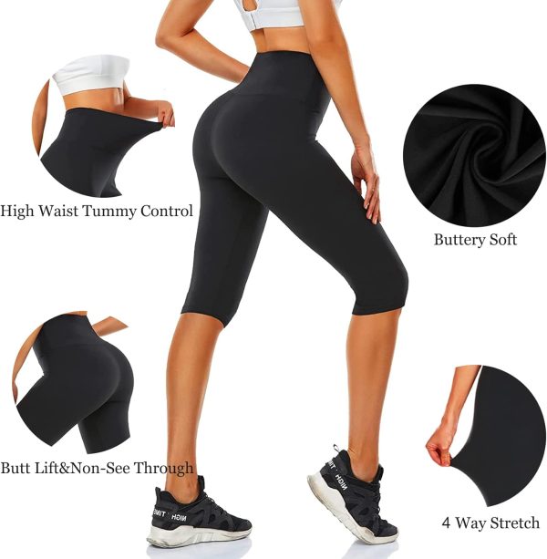 611w3F7OQqL._AC_SL1500 TwentyonefitnessYoga Bottoms Women’s Knee Length Leggings-High Waisted Capri Pants Biker Shorts for Women Yoga Workout Exercise Short Casual Summer
