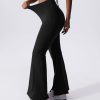 TwentyonefitnessYoga Bottoms  Women Ribbed Seamless Slit Hem Flared Leggings High Waist Bootcut Yoga Pants Tummy Control Workout Bootleg Pants