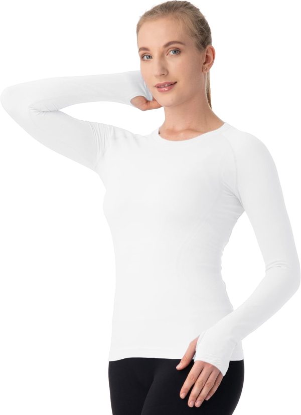Twentyonefitness Yoga Seamless Workout Shirts for Women Long Sleeve Yoga Tops Sports Running Shirt Breathable Athletic Top Slim Fit