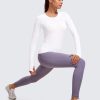 Twentyonefitness Yoga Womens Seamless Workout Long Sleeve Shirts Quick Dry Gym Athletic Tops Breathable Running Yoga Shirt