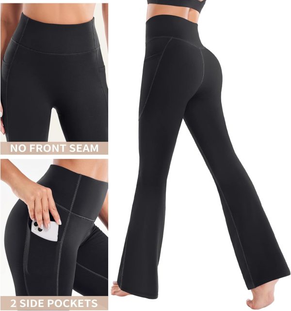 TwentyonefitnessYoga Bottoms Lined Pants Women Thermal Pants with Pockets High Waist Warm Pants for Women Winter Flare Yoga Pants