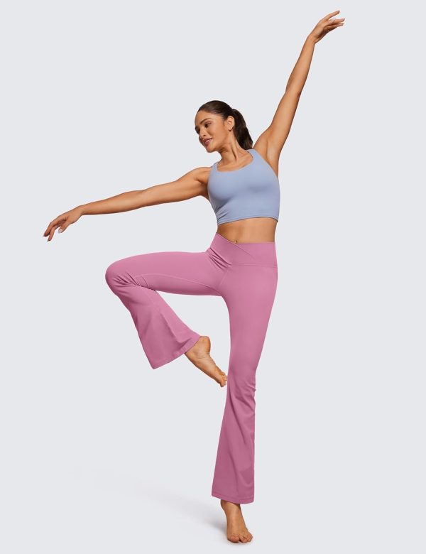 TwentyonefitnessYoga Bottoms  Crossover Flare Leggings for Women 31″ – High Waist V Cross Bootcut Bell Bottoms Tummy Control Yoga Pants