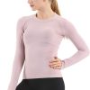 Twentyonefitness Yoga Seamless Workout Shirts for Women Long Sleeve Yoga Tops Sports Running Shirt Breathable Athletic Top Slim Fit