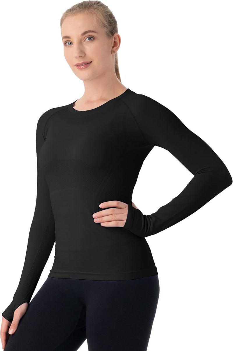 Twentyonefitness Yoga Seamless Workout Shirts for Women Long Sleeve Yoga Tops Sports Running Shirt Breathable Athletic Top Slim Fit