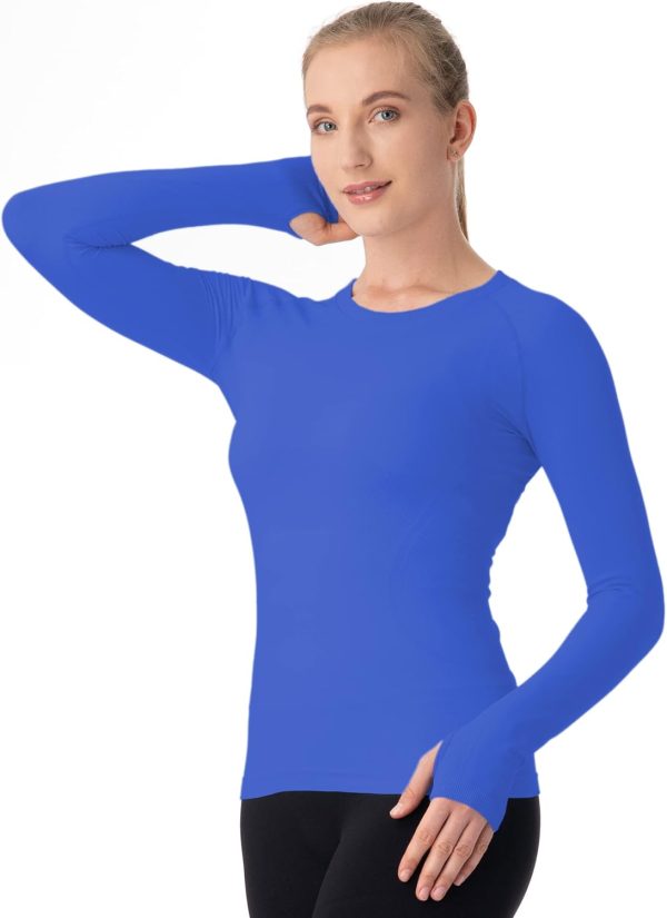Twentyonefitness Yoga Seamless Workout Shirts for Women Long Sleeve Yoga Tops Sports Running Shirt Breathable Athletic Top Slim Fit