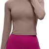 Twentyonefitness Yoga Women’s Long Sleeve Workout Shirts Half Zip Pullover Sweatshirt Athletic Cropped Tops Running Shirt