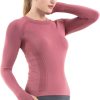 Twentyonefitness Yoga Seamless Workout Shirts for Women Long Sleeve Yoga Tops Sports Running Shirt Breathable Athletic Top Slim Fit