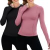61QAuNUxlhL._AC_SL1500_2834efae-b83b-4b61-91cf-9181e6ef6e01 Twentyonefitness Yoga Women Workout Shirts 1/2/3 Pack Athletic Compression Tee Dry Fit Yoga Gym Basic Tops