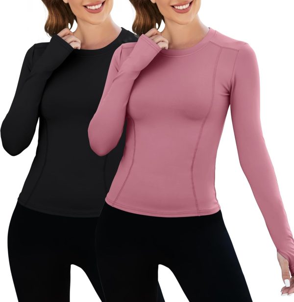 61QAuNUxlhL._AC_SL1500_2834efae-b83b-4b61-91cf-9181e6ef6e01 Twentyonefitness Yoga Women Workout Shirts 1/2/3 Pack Athletic Compression Tee Dry Fit Yoga Gym Basic Tops