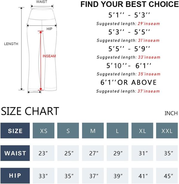 TwentyonefitnessYoga Bottoms 29″/31″/33″/35″/37″ 3 Styles Women’s High Waist Bootcut Yoga Pants Basic/Out Pockets Tummy Control Workout Flare