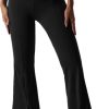 TwentyonefitnessYoga Bottoms  Women Ribbed Seamless Slit Hem Flared Leggings High Waist Bootcut Yoga Pants Tummy Control Workout Bootleg Pants