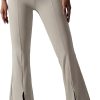 TwentyonefitnessYoga Bottoms  Women Ribbed Seamless Slit Hem Flared Leggings High Waist Bootcut Yoga Pants Tummy Control Workout Bootleg Pants