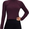 Twentyonefitness Yoga Women’s Long Sleeve Workout Shirts Half Zip Pullover Sweatshirt Athletic Cropped Tops Running Shirt