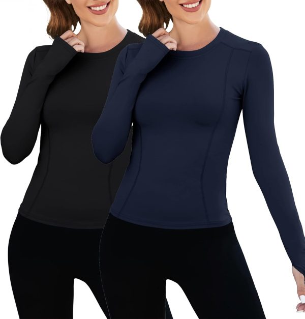 61jhic5jWcL._AC_SL1500_fc764548-08ea-40ca-afed-2cf462ed7a3f Twentyonefitness Yoga Women Workout Shirts 1/2/3 Pack Athletic Compression Tee Dry Fit Yoga Gym Basic Tops