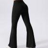 TwentyonefitnessYoga Bottoms  Women Ribbed Seamless Slit Hem Flared Leggings High Waist Bootcut Yoga Pants Tummy Control Workout Bootleg Pants
