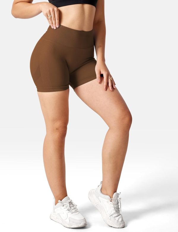 TwentyonefitnessYoga Bottoms  Women High Waist Workout Yoga Gym Smile Contour Seamless Cycling Shorts…