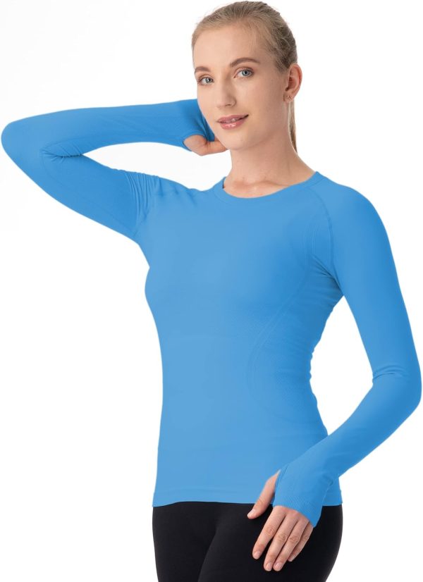 Twentyonefitness Yoga Seamless Workout Shirts for Women Long Sleeve Yoga Tops Sports Running Shirt Breathable Athletic Top Slim Fit