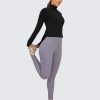 Twentyonefitness Yoga Women’s Long Sleeve Workout Shirts Half Zip Pullover Sweatshirt Athletic Cropped Tops Running Shirt