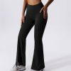 TwentyonefitnessYoga Bottoms  Women Ribbed Seamless Slit Hem Flared Leggings High Waist Bootcut Yoga Pants Tummy Control Workout Bootleg Pants