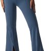 TwentyonefitnessYoga Bottoms  Women Ribbed Seamless Slit Hem Flared Leggings High Waist Bootcut Yoga Pants Tummy Control Workout Bootleg Pants