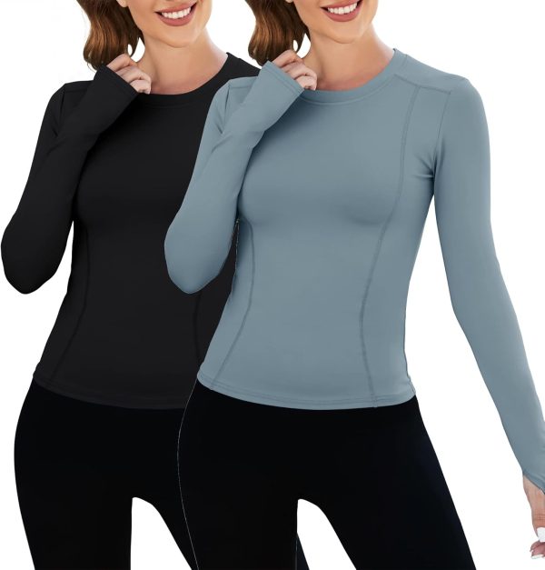 61xEcF05UhL._AC_SL1500_835a4dc3-1a46-4ce9-b643-2eeb651b16d3 Twentyonefitness Yoga Women Workout Shirts 1/2/3 Pack Athletic Compression Tee Dry Fit Yoga Gym Basic Tops