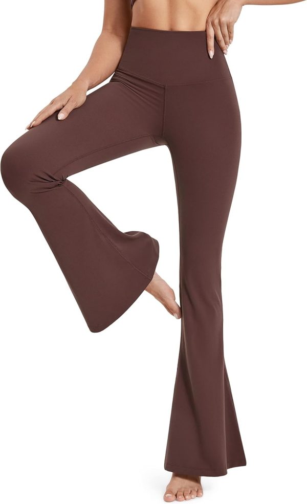 TwentyonefitnessYoga Bottoms Leggings for Women High Waisted Tummy Control Yoga Pants Flare Long Bell Bottom Leggings Workout Bootcut – 32”