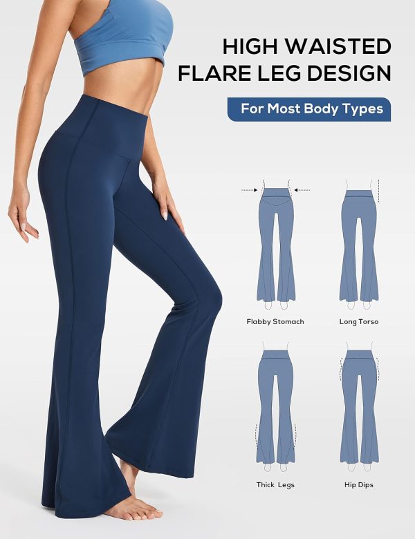 TwentyonefitnessYoga Bottoms Leggings for Women High Waisted Tummy Control Yoga Pants Flare Long Bell Bottom Leggings Workout Bootcut – 32”