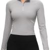 Twentyonefitness Yoga Women’s Long Sleeve Workout Shirts Half Zip Pullover Sweatshirt Athletic Cropped Tops Running Shirt