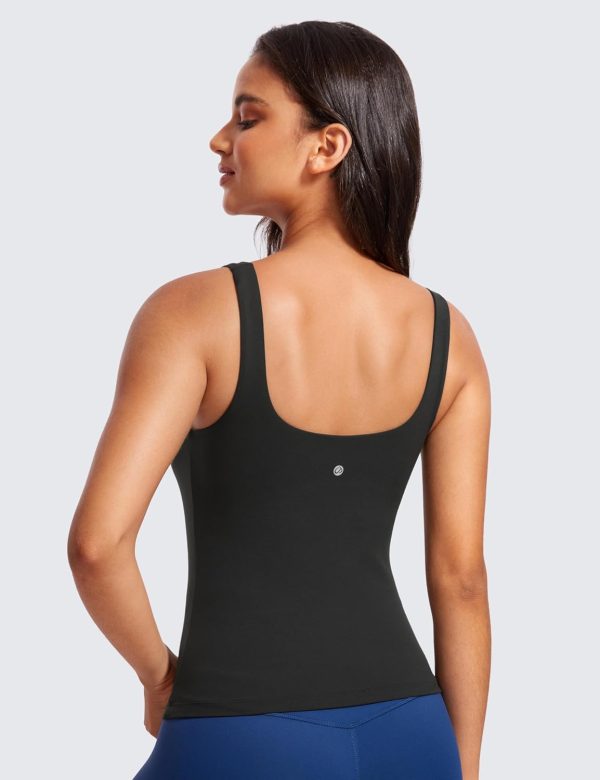 Twentyonefitness Yoga Workout Tank Tops for Women U Neck Padded Crop Tops Athletic Camisole Tops with Built in Bra