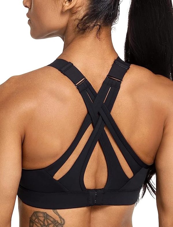 Twentyonefitness Yoga Sports Bra High Impact Adjustable Criss Cross Back, Full Support for Large Bust No Bounce