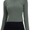 Twentyonefitness Yoga Women’s Long Sleeve Workout Shirts Half Zip Pullover Sweatshirt Athletic Cropped Tops Running Shirt