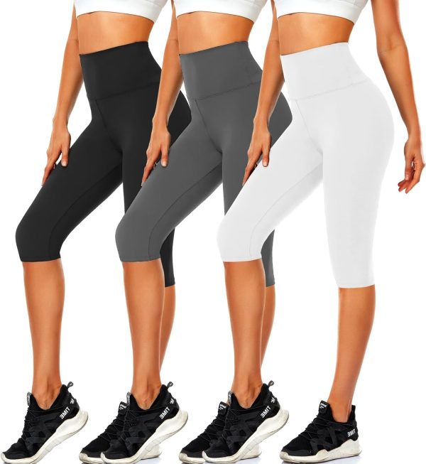 716wO4bADjL._AC_SL1500 TwentyonefitnessYoga Bottoms Women’s Knee Length Leggings-High Waisted Capri Pants Biker Shorts for Women Yoga Workout Exercise Short Casual Summer