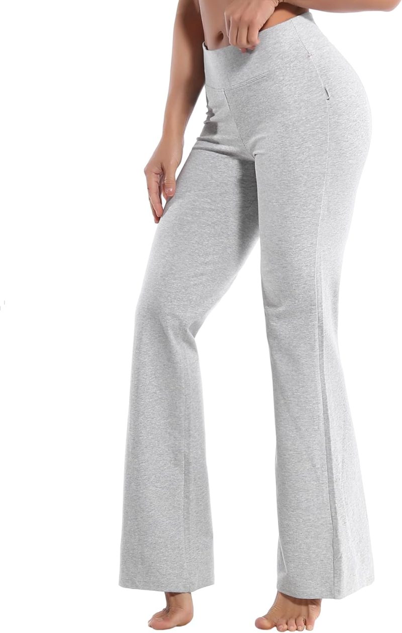 TwentyonefitnessYoga Bottoms 29″/31″/33″/35″/37″ 3 Styles Women’s High Waist Bootcut Yoga Pants Basic/Out Pockets Tummy Control Workout Flare