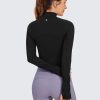 Twentyonefitness Yoga Women’s Long Sleeve Workout Shirts Half Zip Pullover Sweatshirt Athletic Cropped Tops Running Shirt