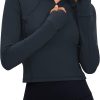 Twentyonefitness Yoga Women’s Long Sleeve Workout Shirts Half Zip Pullover Sweatshirt Athletic Cropped Tops Running Shirt