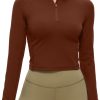 Twentyonefitness Yoga Women’s Long Sleeve Workout Shirts Half Zip Pullover Sweatshirt Athletic Cropped Tops Running Shirt