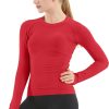 Twentyonefitness Yoga Seamless Workout Shirts for Women Long Sleeve Yoga Tops Sports Running Shirt Breathable Athletic Top Slim Fit