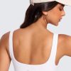 Twentyonefitness Yoga Workout Tank Tops for Women U Neck Padded Crop Tops Athletic Camisole Tops with Built in Bra