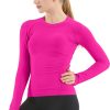 Twentyonefitness Yoga Seamless Workout Shirts for Women Long Sleeve Yoga Tops Sports Running Shirt Breathable Athletic Top Slim Fit