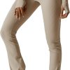 TwentyonefitnessYoga Bottoms  Women Ribbed Seamless Slit Hem Flared Leggings High Waist Bootcut Yoga Pants Tummy Control Workout Bootleg Pants