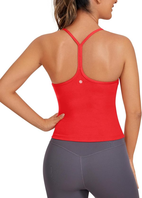 Twentyonefitness Yoga Womens Workout Racerback Tank Top with Built in Bra – Scoop Neck Spaghetti Strap Padded Slim Camisole