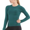 Twentyonefitness Yoga Seamless Workout Shirts for Women Long Sleeve Yoga Tops Sports Running Shirt Breathable Athletic Top Slim Fit