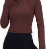 Twentyonefitness Yoga Women’s Long Sleeve Workout Shirts Half Zip Pullover Sweatshirt Athletic Cropped Tops Running Shirt